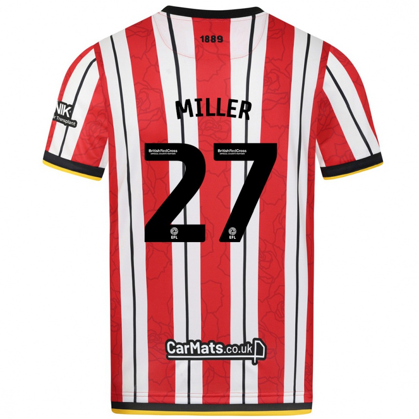 Niño Fútbol Camiseta Lara Miller #27 Rojo Blanco Rayas 1ª Equipación 2024/25 México