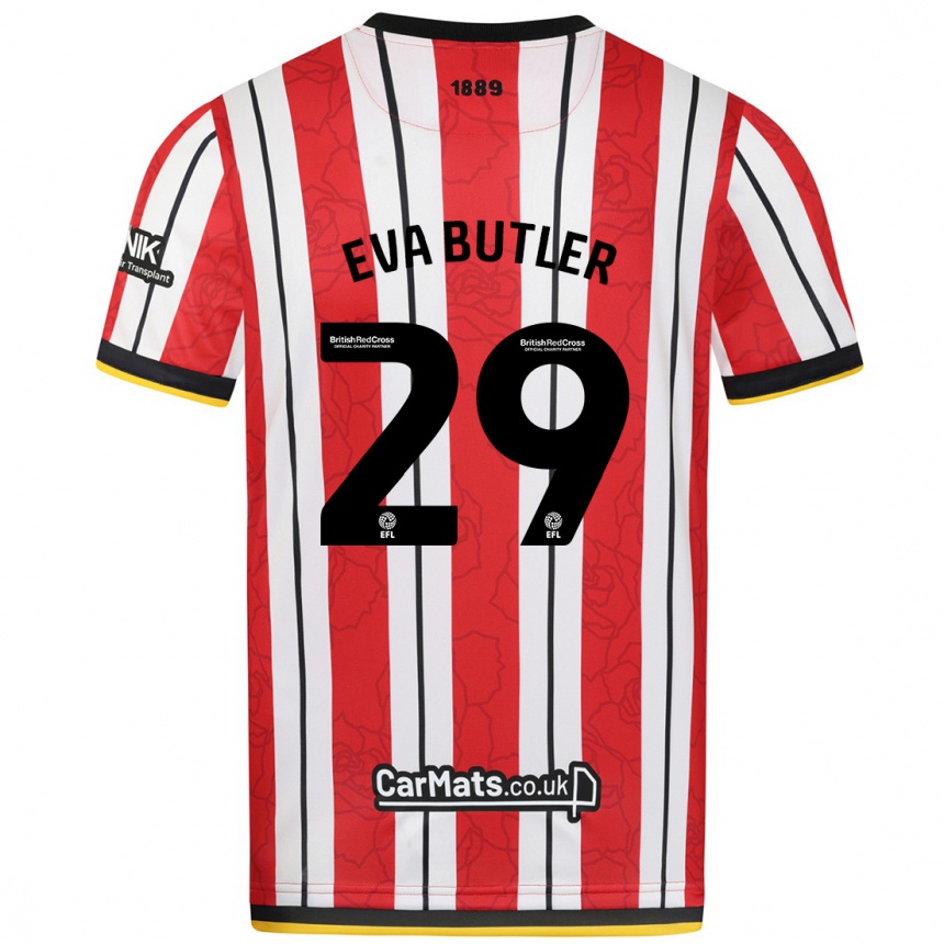 Niño Fútbol Camiseta Eva Butler #29 Rojo Blanco Rayas 1ª Equipación 2024/25 México