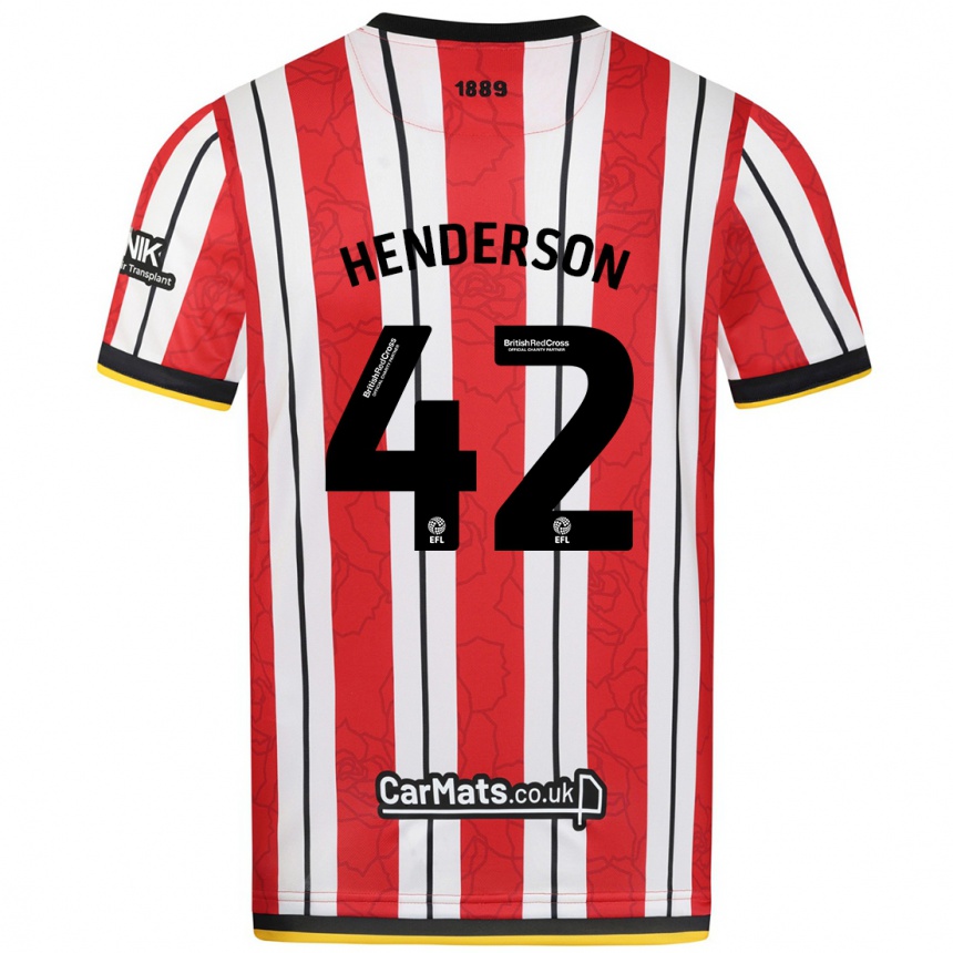 Niño Fútbol Camiseta Peyton Henderson #42 Rojo Blanco Rayas 1ª Equipación 2024/25 México