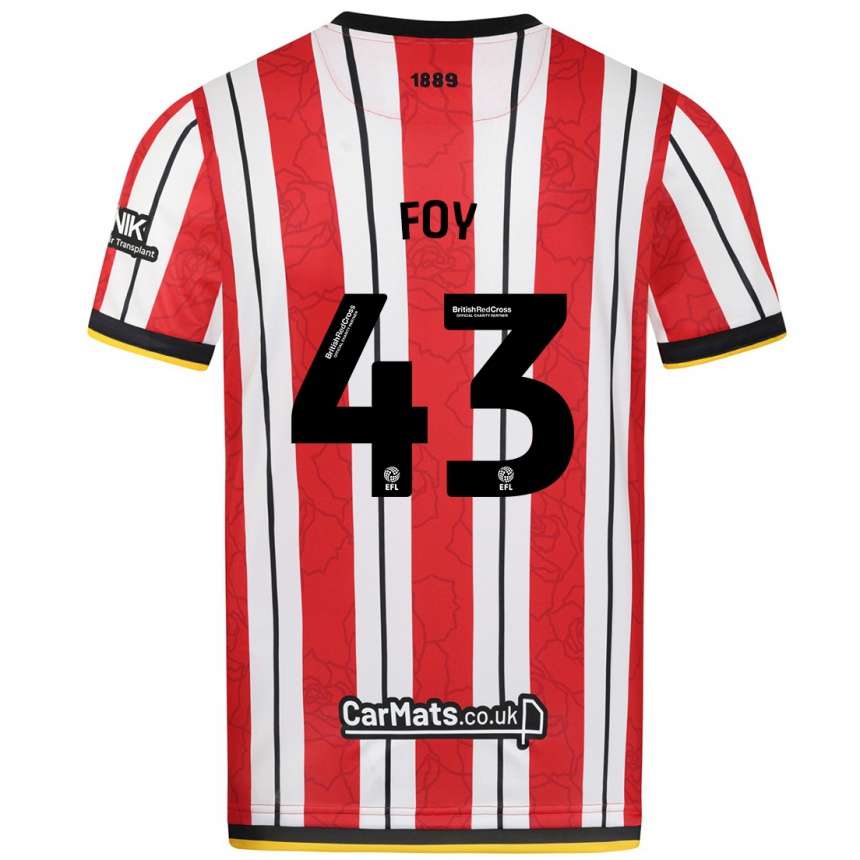 Niño Fútbol Camiseta Gus Foy #43 Rojo Blanco Rayas 1ª Equipación 2024/25 México