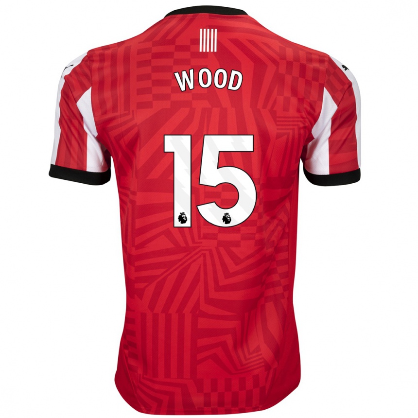 Niño Fútbol Camiseta Nathan Wood #15 Rojo Blanco 1ª Equipación 2024/25 México