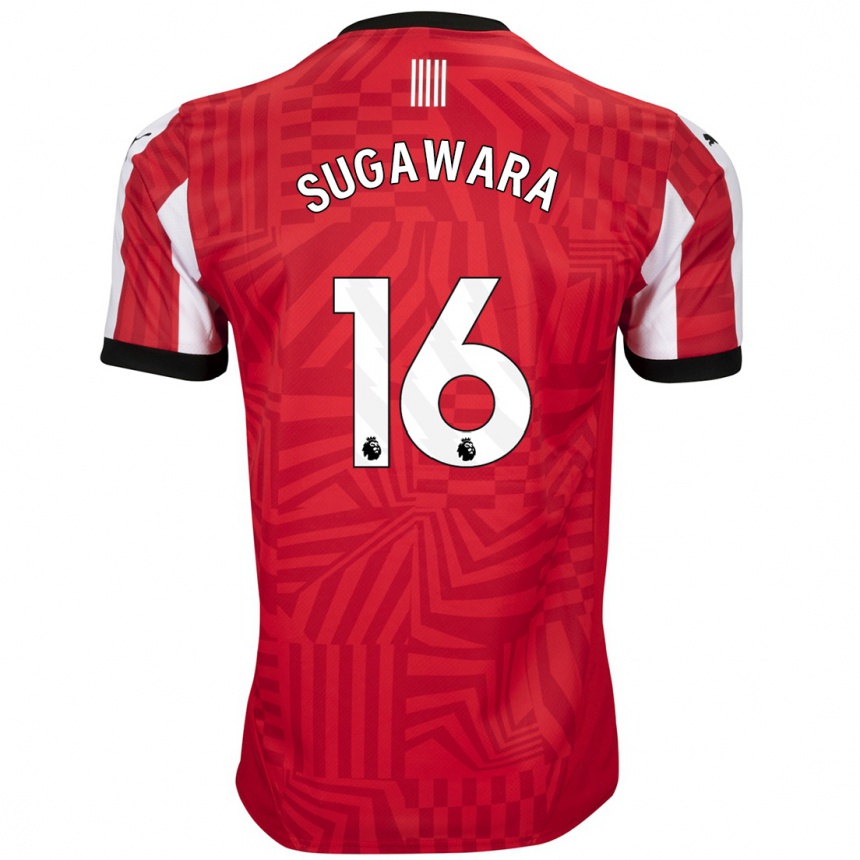 Niño Fútbol Camiseta Yukinari Sugawara #16 Rojo Blanco 1ª Equipación 2024/25 México