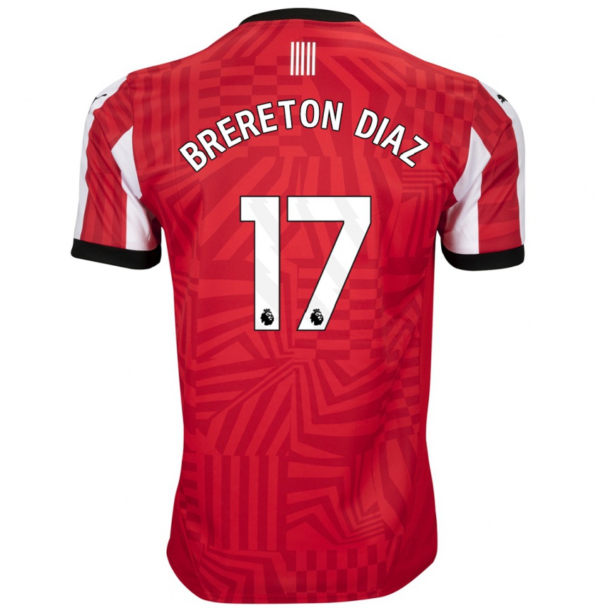 Niño Fútbol Camiseta Ben Brereton Díaz #17 Rojo Blanco 1ª Equipación 2024/25 México