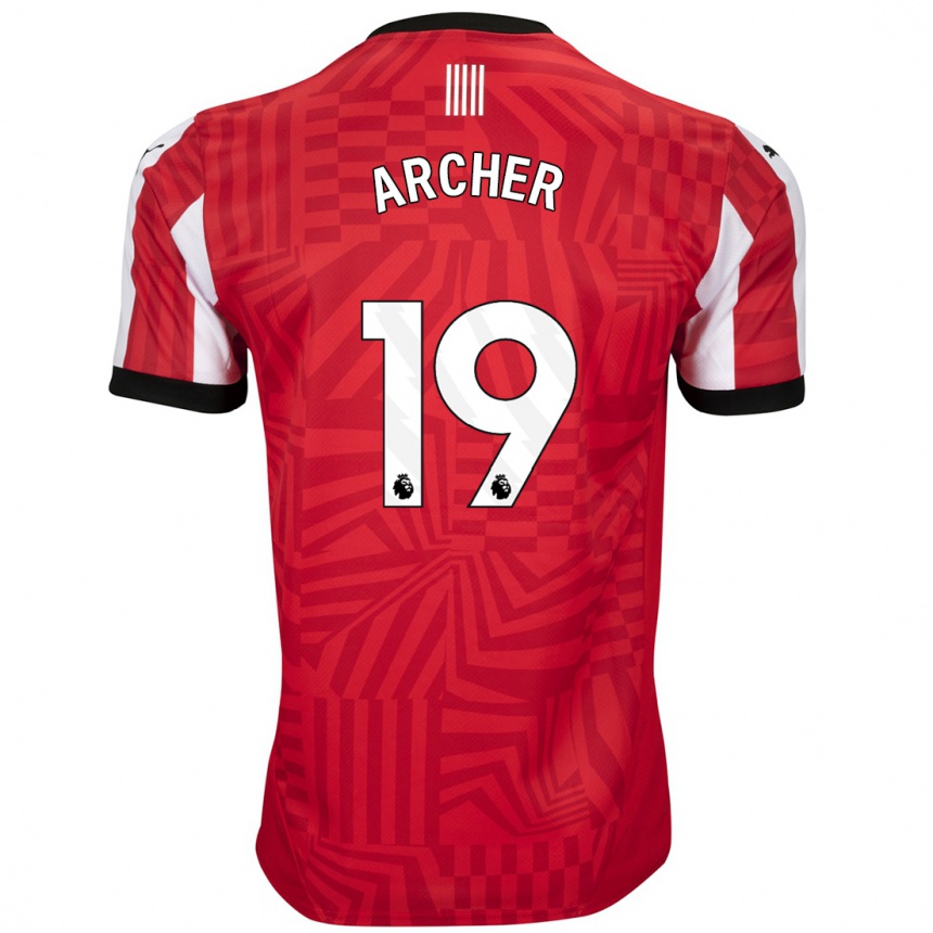 Niño Fútbol Camiseta Cameron Archer #19 Rojo Blanco 1ª Equipación 2024/25 México