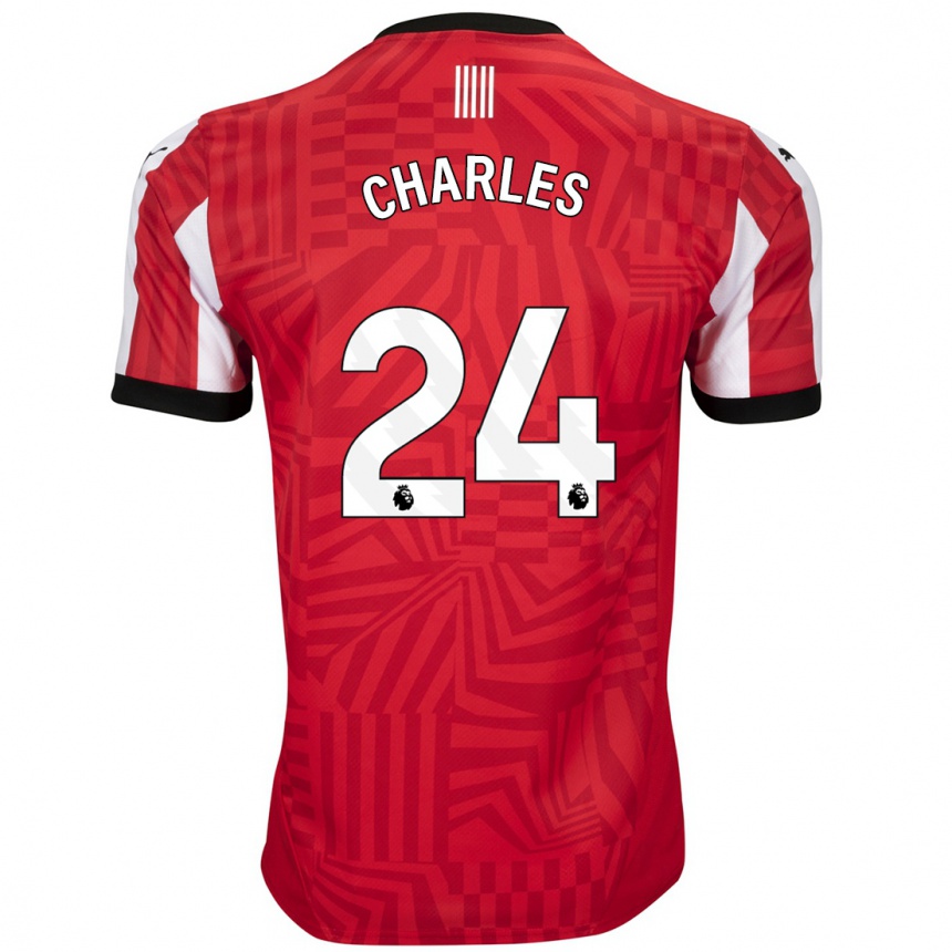 Niño Fútbol Camiseta Shea Charles #24 Rojo Blanco 1ª Equipación 2024/25 México