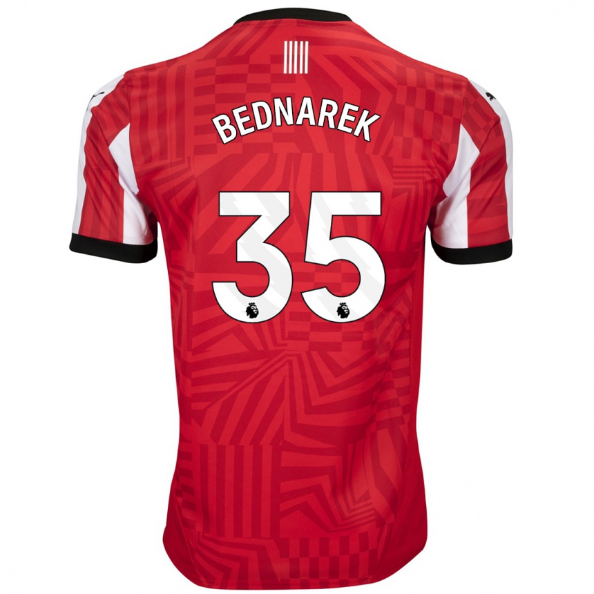 Niño Fútbol Camiseta Jan Bednarek #35 Rojo Blanco 1ª Equipación 2024/25 México