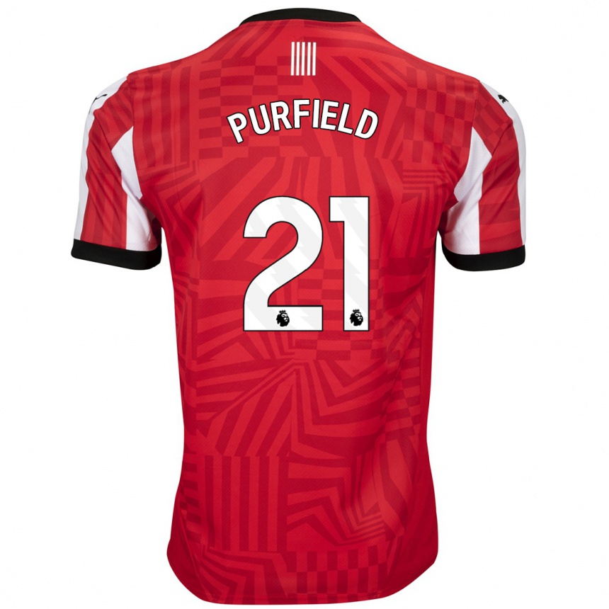 Niño Fútbol Camiseta Jemma Purfield #21 Rojo Blanco 1ª Equipación 2024/25 México