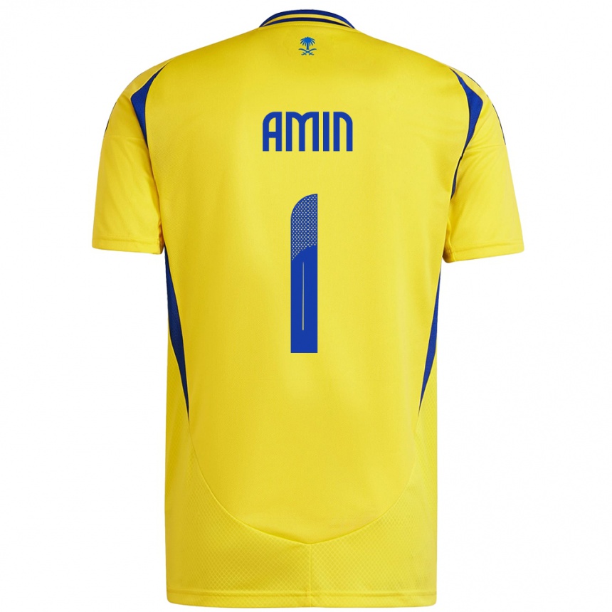 Niño Fútbol Camiseta Amin Al-Bukhari #1 Amarillo Azul 1ª Equipación 2024/25 México