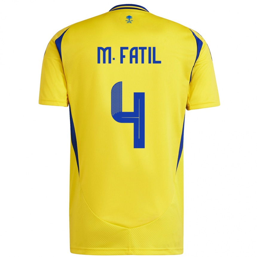 Niño Fútbol Camiseta Mohammed Al-Fatil #4 Amarillo Azul 1ª Equipación 2024/25 México