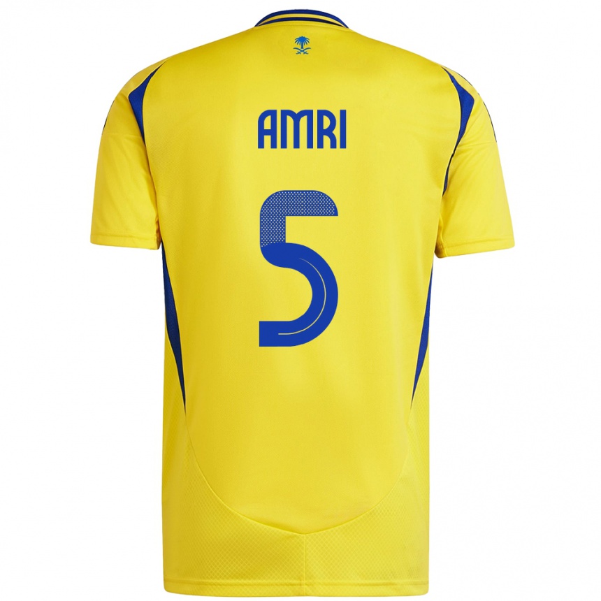 Niño Fútbol Camiseta Abdulelah Al-Amri #5 Amarillo Azul 1ª Equipación 2024/25 México