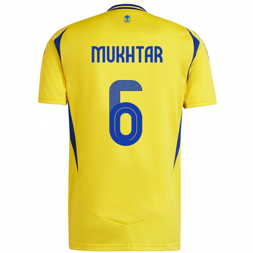 Niño Fútbol Camiseta Mukhtar Ali #6 Amarillo Azul 1ª Equipación 2024/25 México