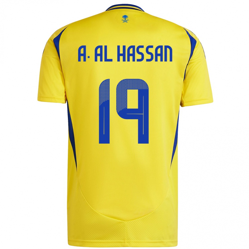 Niño Fútbol Camiseta Ali Al-Hassan #19 Amarillo Azul 1ª Equipación 2024/25 México