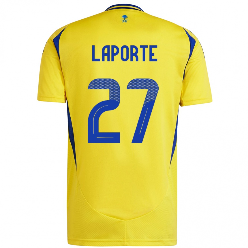 Niño Fútbol Camiseta Aymeric Laporte #27 Amarillo Azul 1ª Equipación 2024/25 México