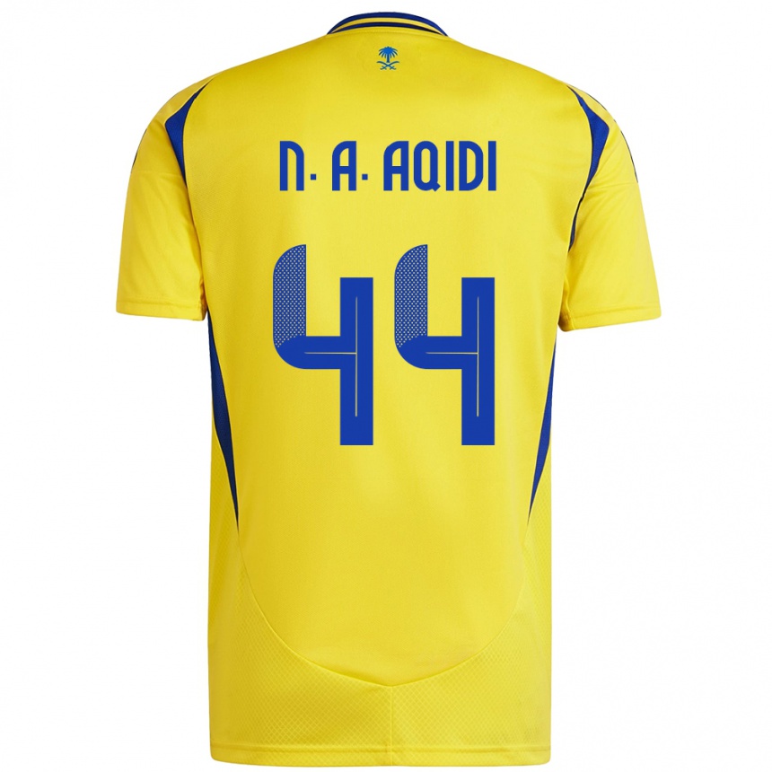 Niño Fútbol Camiseta Nawaf Al-Aqidi #44 Amarillo Azul 1ª Equipación 2024/25 México