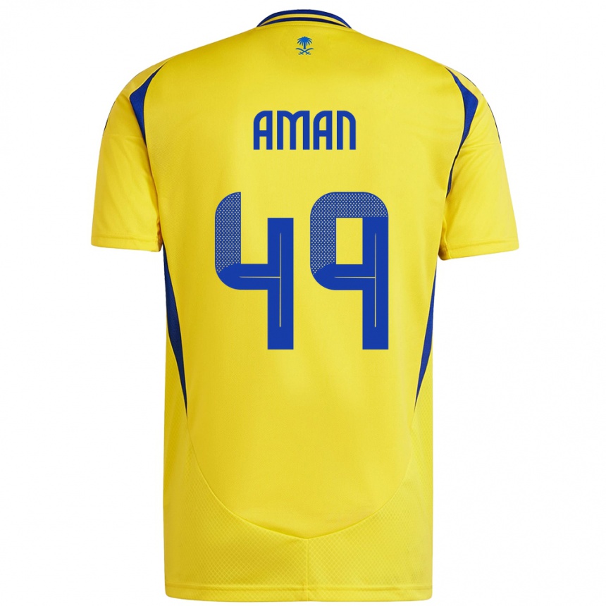 Niño Fútbol Camiseta Awad Aman #49 Amarillo Azul 1ª Equipación 2024/25 México