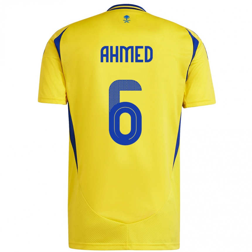 Niño Fútbol Camiseta Aseel Ahmed #6 Amarillo Azul 1ª Equipación 2024/25 México