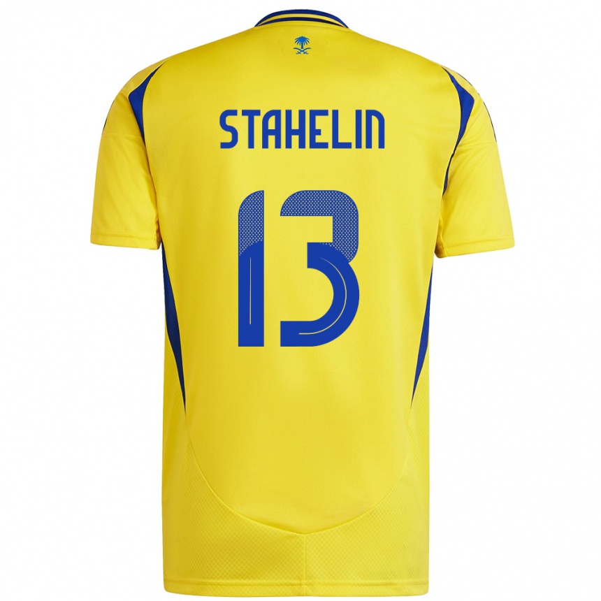 Niño Fútbol Camiseta Izabela Stahelin #13 Amarillo Azul 1ª Equipación 2024/25 México