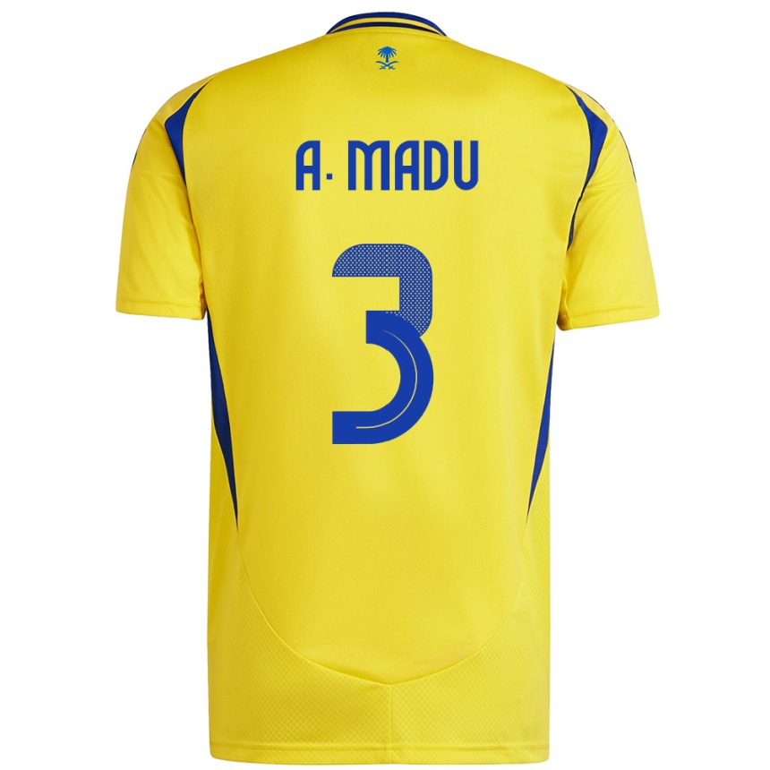 Niño Fútbol Camiseta Abdullah Madu #3 Amarillo Azul 1ª Equipación 2024/25 México