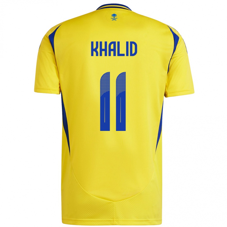 Niño Fútbol Camiseta Khalid Al-Ghannam #11 Amarillo Azul 1ª Equipación 2024/25 México