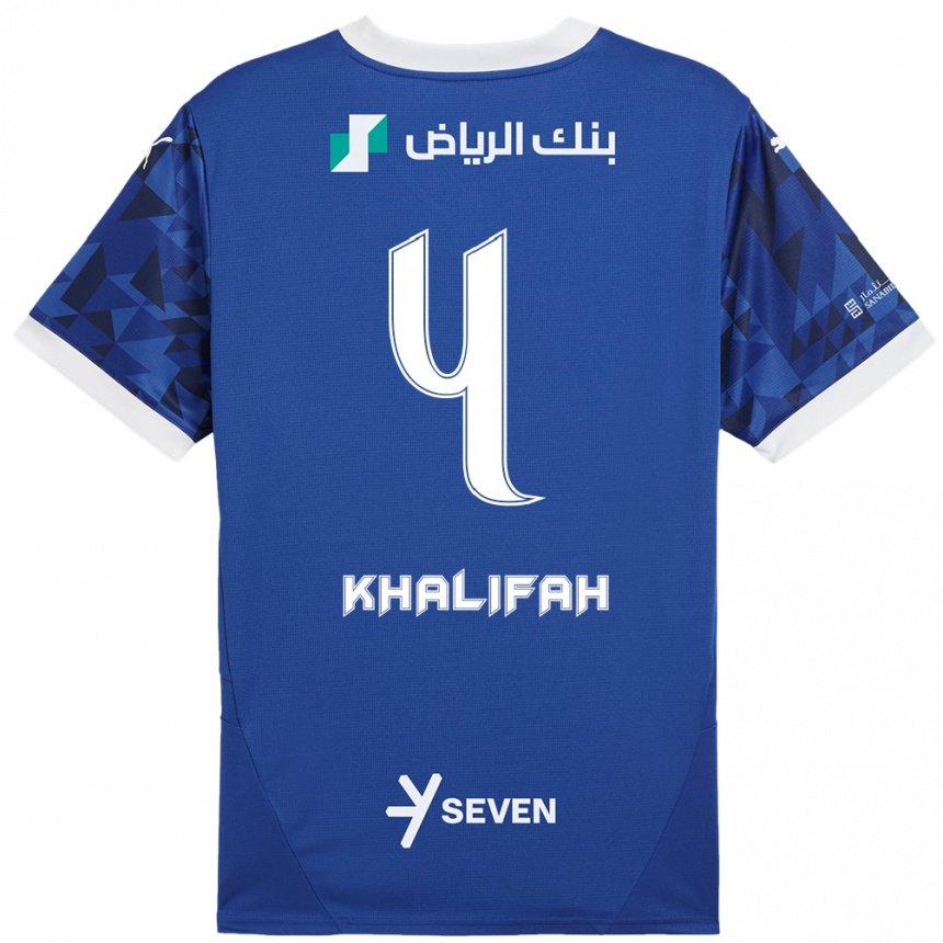 Niño Fútbol Camiseta Khalifah Al-Dawsari #4 Azul Oscuro Blanco 1ª Equipación 2024/25 México