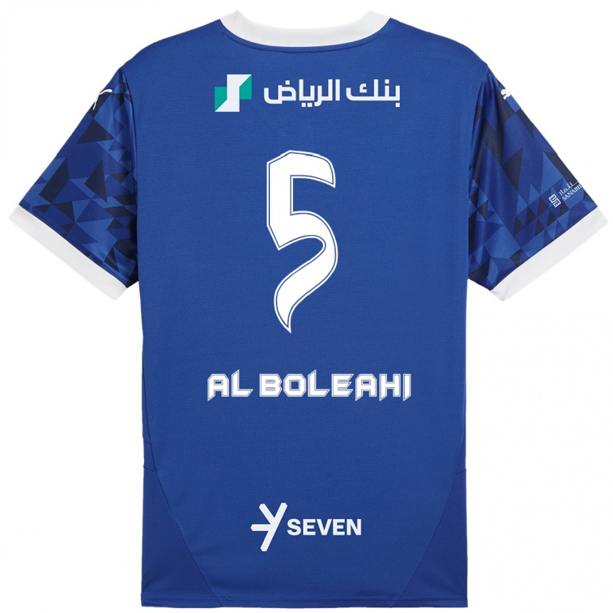 Niño Fútbol Camiseta Ali Al-Boleahi #5 Azul Oscuro Blanco 1ª Equipación 2024/25 México