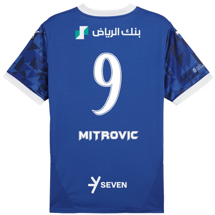 Niño Fútbol Camiseta Aleksandar Mitrovic #9 Azul Oscuro Blanco 1ª Equipación 2024/25 México