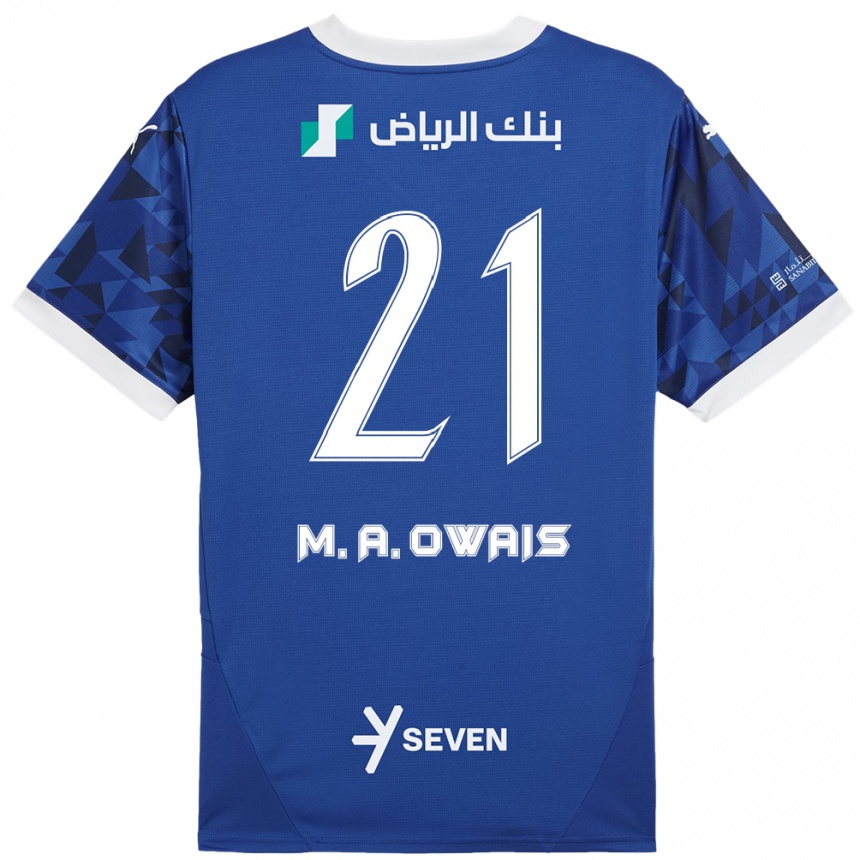 Niño Fútbol Camiseta Mohammed Al-Owais #21 Azul Oscuro Blanco 1ª Equipación 2024/25 México