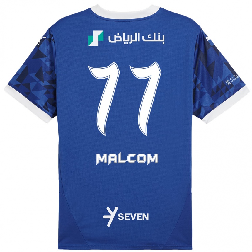 Niño Fútbol Camiseta Malcom #77 Azul Oscuro Blanco 1ª Equipación 2024/25 México