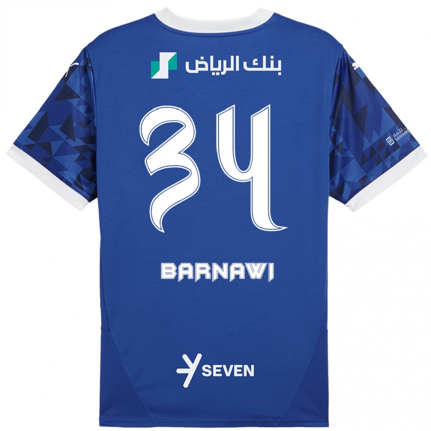 Niño Fútbol Camiseta Saleh Barnawi #34 Azul Oscuro Blanco 1ª Equipación 2024/25 México