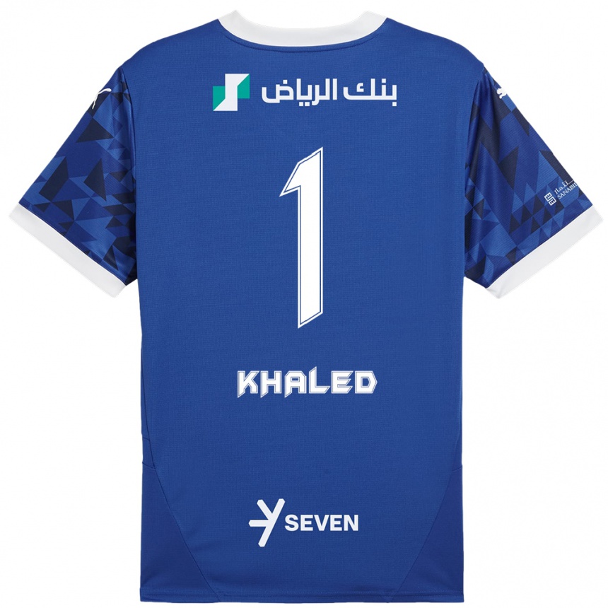 Niño Fútbol Camiseta Nawal Khaled #1 Azul Oscuro Blanco 1ª Equipación 2024/25 México