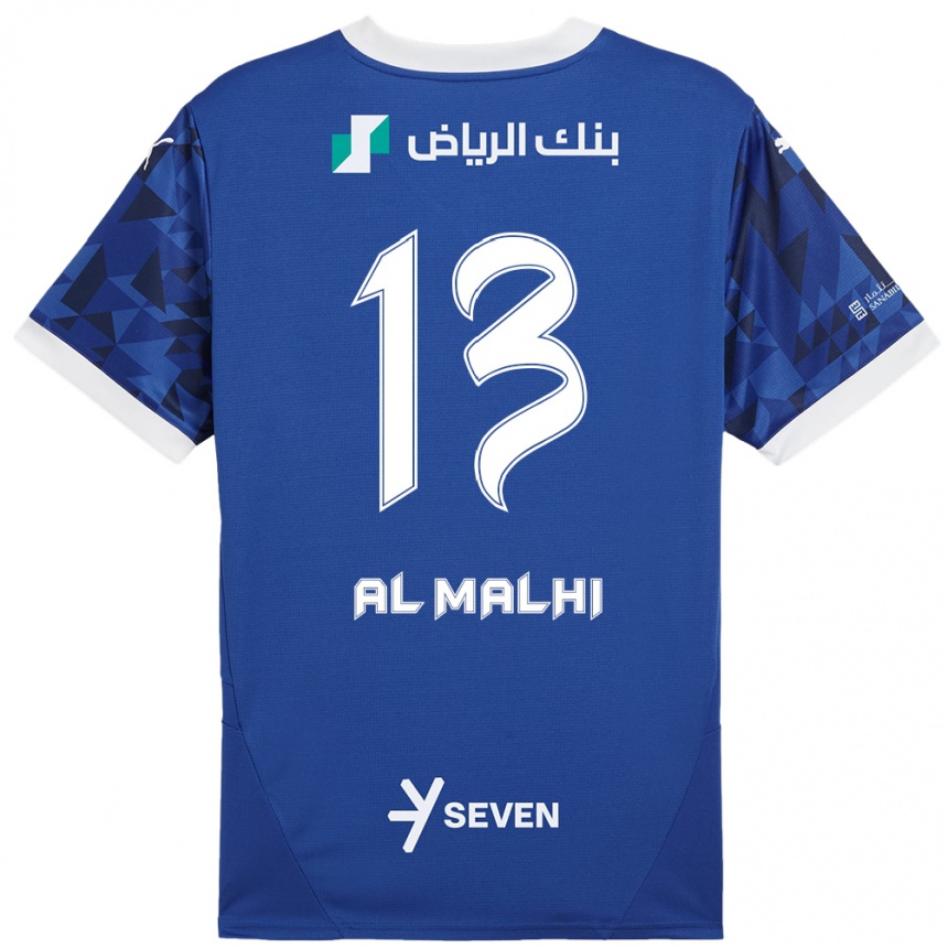 Niño Fútbol Camiseta Al Muhra Al-Malhi #13 Azul Oscuro Blanco 1ª Equipación 2024/25 México