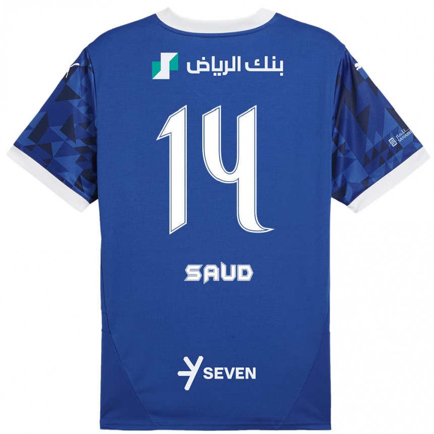 Niño Fútbol Camiseta Nouf Saud #14 Azul Oscuro Blanco 1ª Equipación 2024/25 México