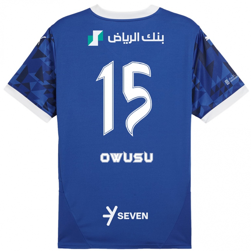 Niño Fútbol Camiseta Mavis Owusu #15 Azul Oscuro Blanco 1ª Equipación 2024/25 México