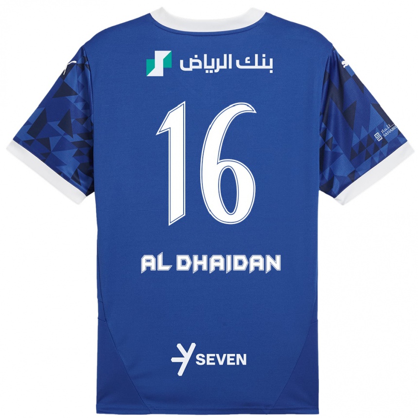 Niño Fútbol Camiseta Nadia Al-Dhaidan #16 Azul Oscuro Blanco 1ª Equipación 2024/25 México