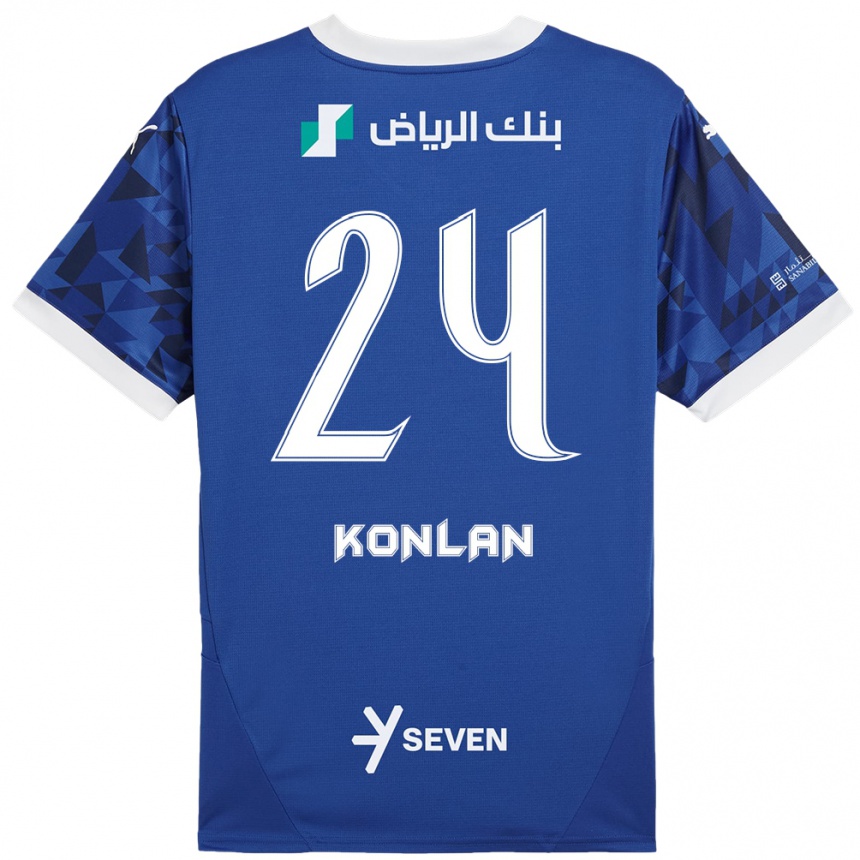 Niño Fútbol Camiseta Cynthia Konlan #24 Azul Oscuro Blanco 1ª Equipación 2024/25 México