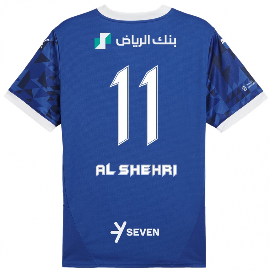 Niño Fútbol Camiseta Saleh Al-Shehri #11 Azul Oscuro Blanco 1ª Equipación 2024/25 México