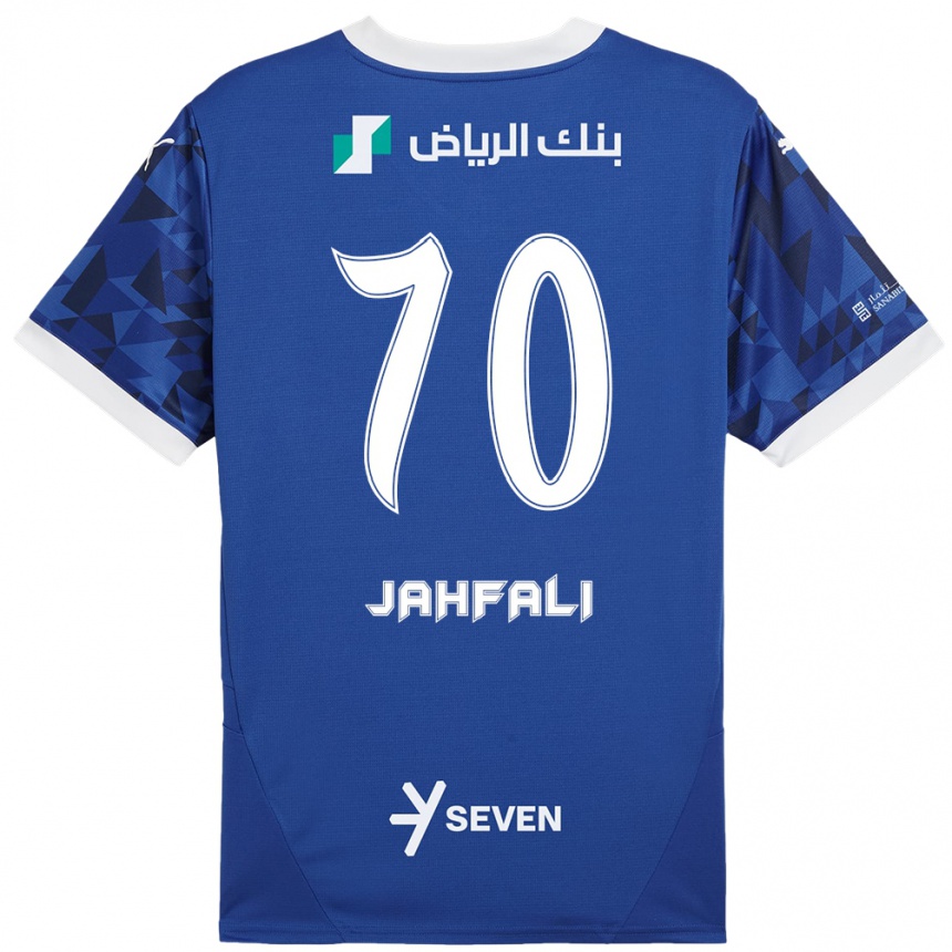 Niño Fútbol Camiseta Mohammed Jahfali #70 Azul Oscuro Blanco 1ª Equipación 2024/25 México