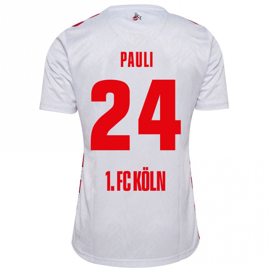 Niño Fútbol Camiseta Julian Pauli #24 Blanco Rojo 1ª Equipación 2024/25 México