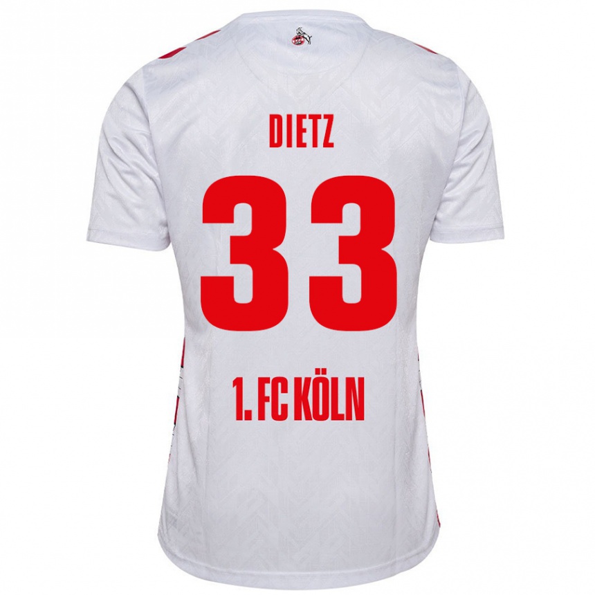 Niño Fútbol Camiseta Florian Dietz #33 Blanco Rojo 1ª Equipación 2024/25 México