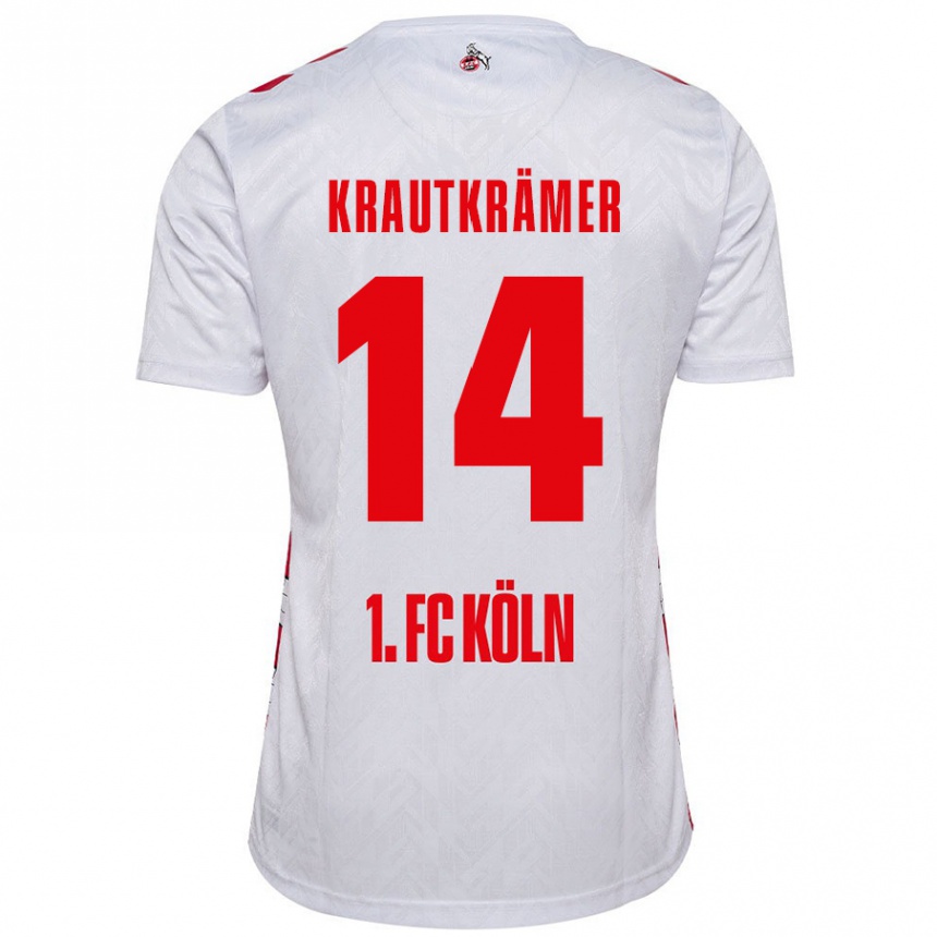 Niño Fútbol Camiseta Jakob Krautkrämer #14 Blanco Rojo 1ª Equipación 2024/25 México