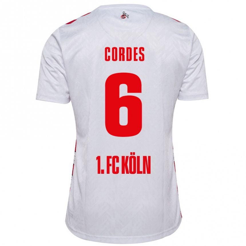 Niño Fútbol Camiseta Lotta Cordes #6 Blanco Rojo 1ª Equipación 2024/25 México