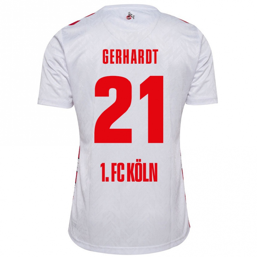 Niño Fútbol Camiseta Anna Gerhardt #21 Blanco Rojo 1ª Equipación 2024/25 México