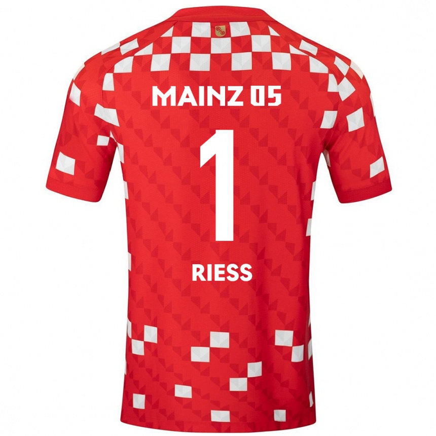 Niño Fútbol Camiseta Lasse Rieß #1 Blanco Rojo 1ª Equipación 2024/25 México