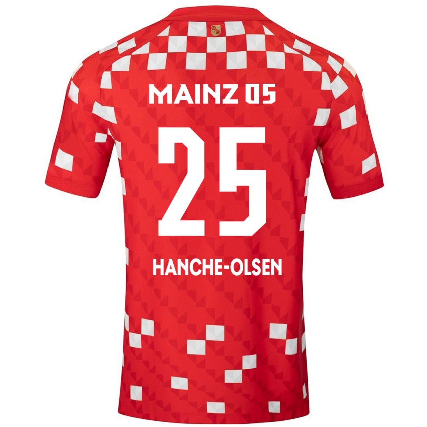 Niño Fútbol Camiseta Andreas Hanche-Olsen #25 Blanco Rojo 1ª Equipación 2024/25 México