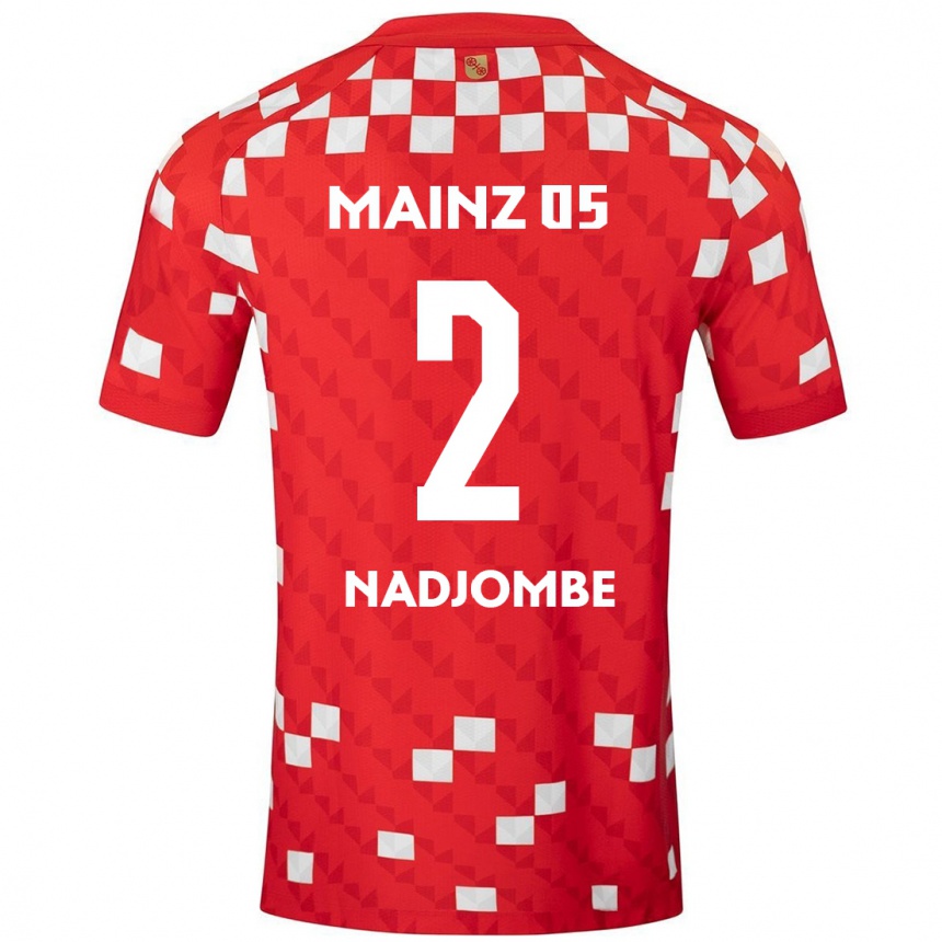 Niño Fútbol Camiseta Jean-Marie Nadjombe #2 Blanco Rojo 1ª Equipación 2024/25 México