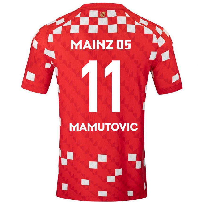 Niño Fútbol Camiseta David Mamutovic #11 Blanco Rojo 1ª Equipación 2024/25 México