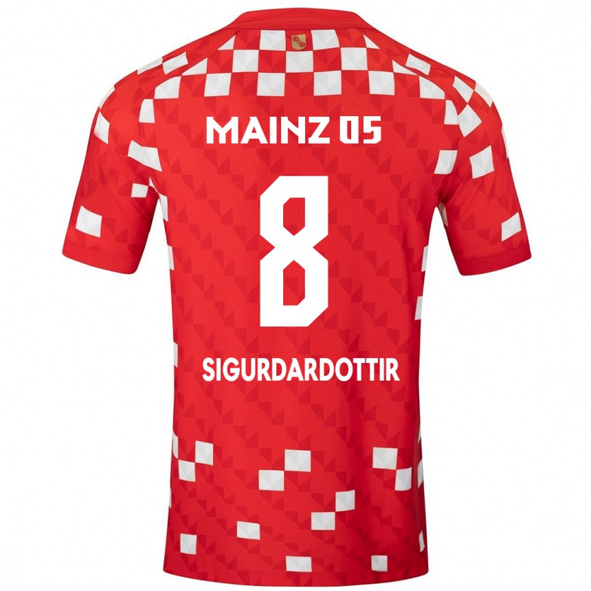 Niño Fútbol Camiseta Heiðrún Sigurðardóttir #8 Blanco Rojo 1ª Equipación 2024/25 México