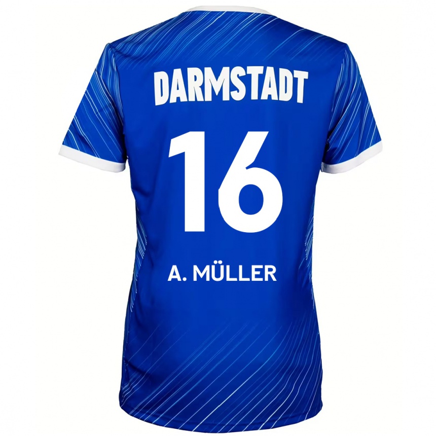 Niño Fútbol Camiseta Andreas Müller #16 Azul Blanco 1ª Equipación 2024/25 México