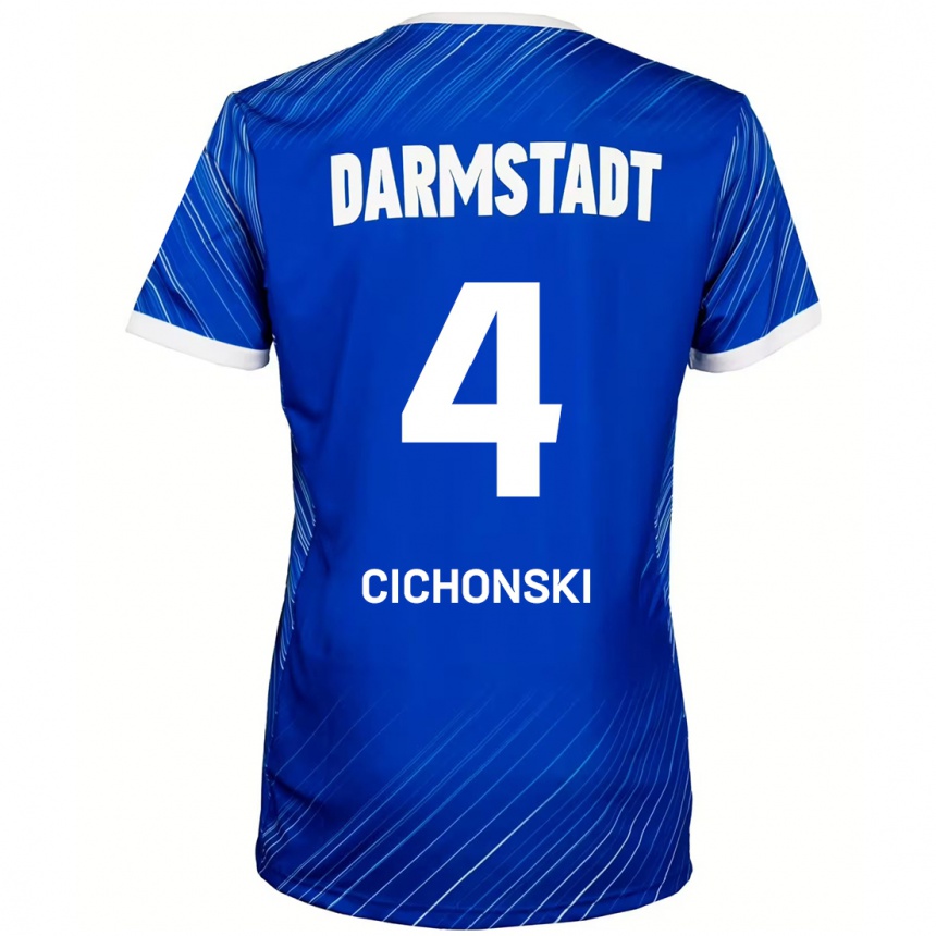 Niño Fútbol Camiseta Florian Cichonski #4 Azul Blanco 1ª Equipación 2024/25 México