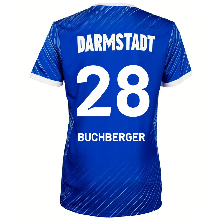 Niño Fútbol Camiseta Jonas Buchberger #28 Azul Blanco 1ª Equipación 2024/25 México